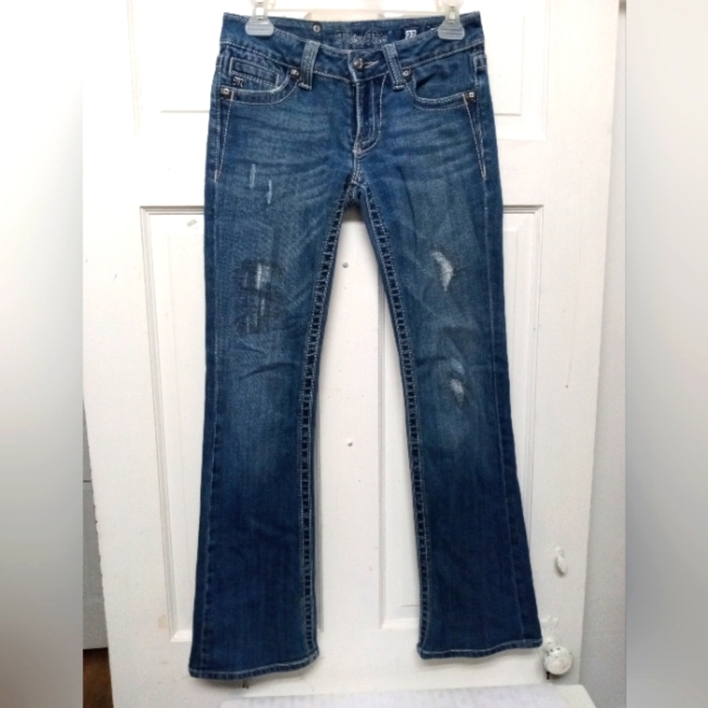 Miss Me Boot Cut Women's Distressed Jeans Size 27 Inseam 32 #MMJ04